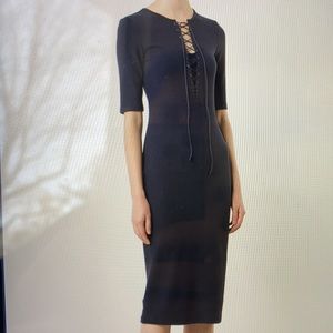 Derek Lam 10 Crosby Lace-up ribbed black dress 6